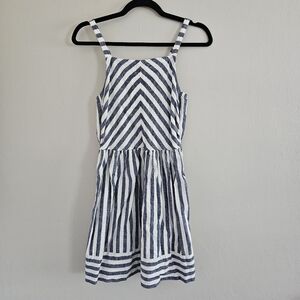 Carter's Blue White Stripes Chevron Linen Sleeveless Spaghetti Strap Sundress 14